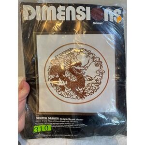Vintage 1977 Dimensions Oriental Dragon Crewel Kit 1019 Pat Zitomer Pillow READ*